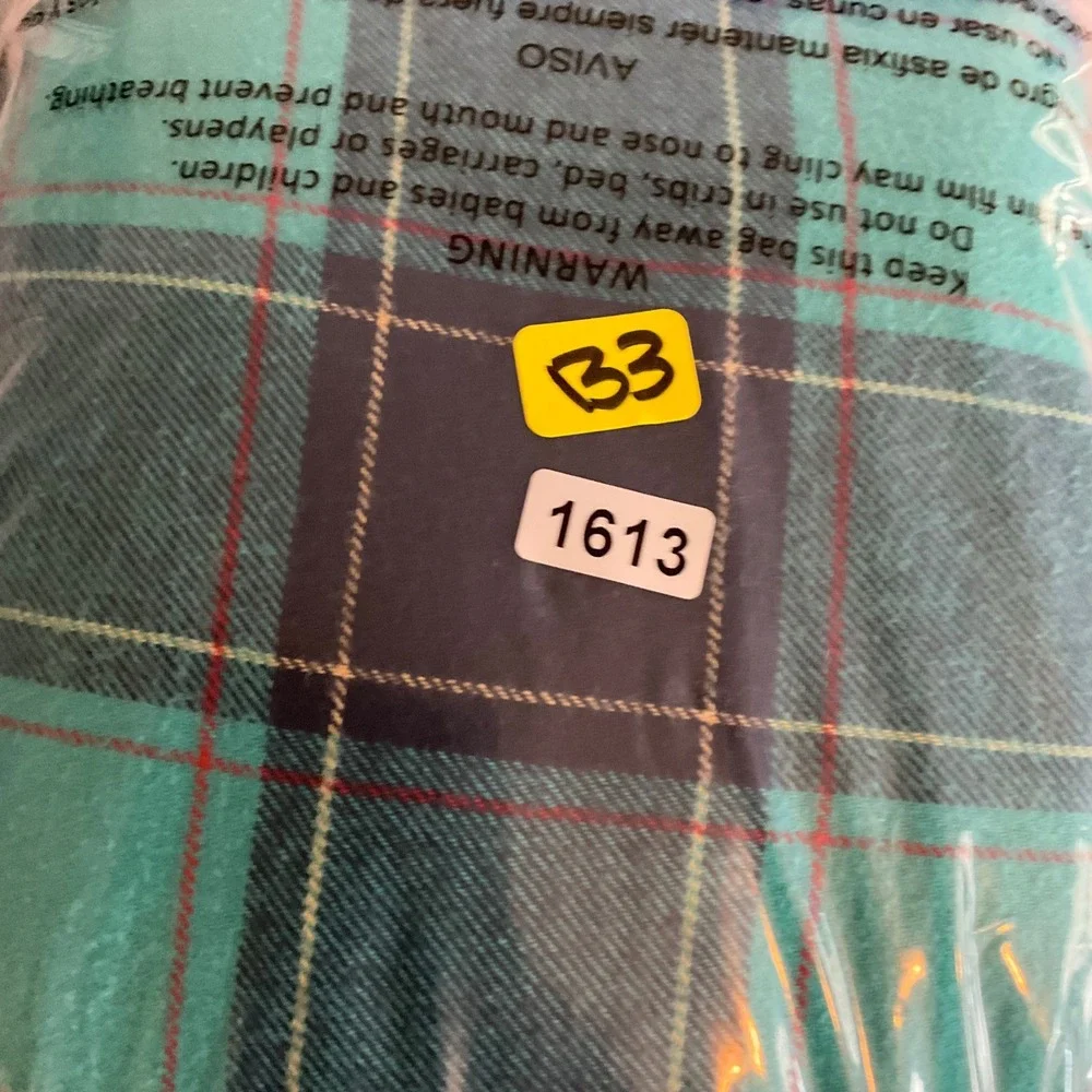Lands End Plaid Flannel Pajama Set Long Sleeve Button‎ Up Pants Women's L